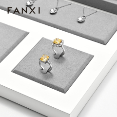 TT416 Luxury Gray Microfiber Customized Showcase Jewelry Display Set Ring Display Jewelry Display for Retail Shop