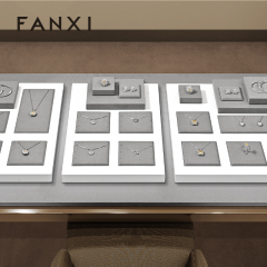 TT416 Luxury Gray Microfiber Customized Showcase Jewelry Display Set Ring Display Jewelry Display for Retail Shop