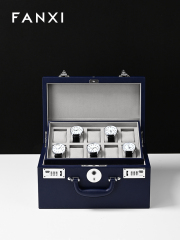 X072 High-Security Leather Watch Storage Box 8 10 Slot Watch Organizer with Fingerprint Lock