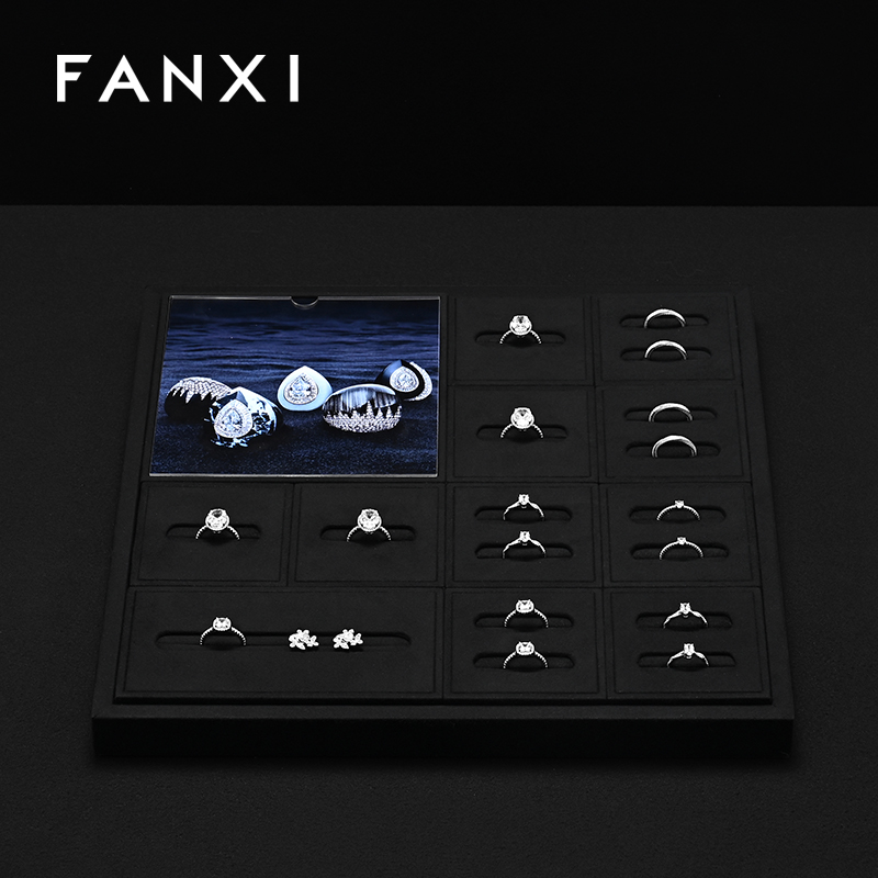 TT505 New Arrival Black Microfiber Jewellery Shop Props Ring Necklace Earrings Jewelry Display Stand