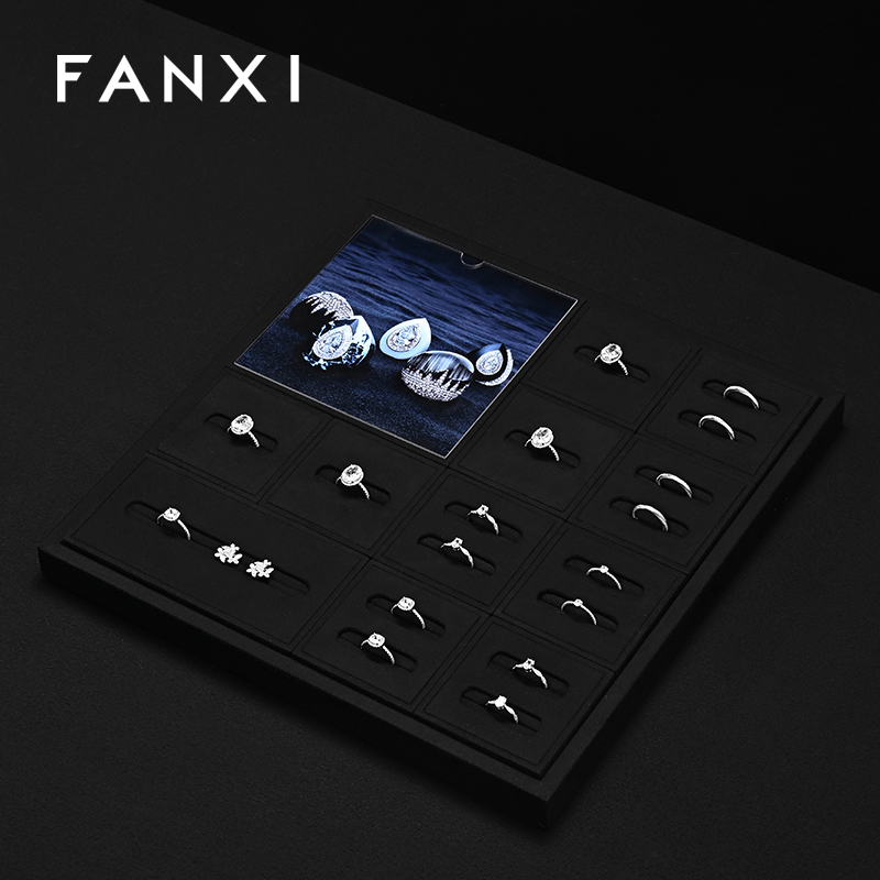 TT505 New Arrival Black Microfiber Jewellery Shop Props Ring Necklace Earrings Jewelry Display Stand