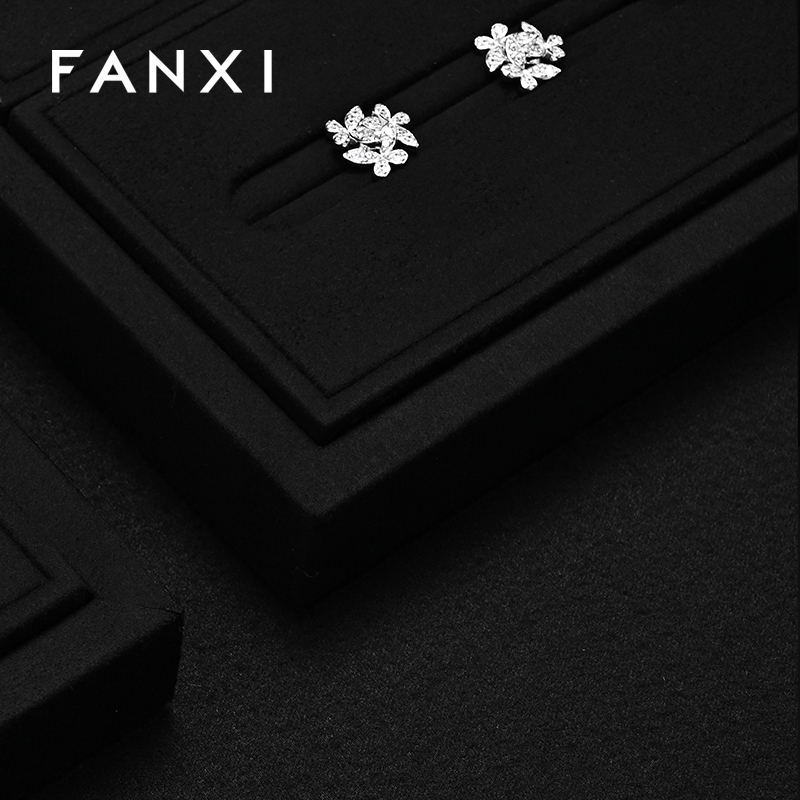 TT505 New Arrival Black Microfiber Jewellery Shop Props Ring Necklace Earrings Jewelry Display Stand