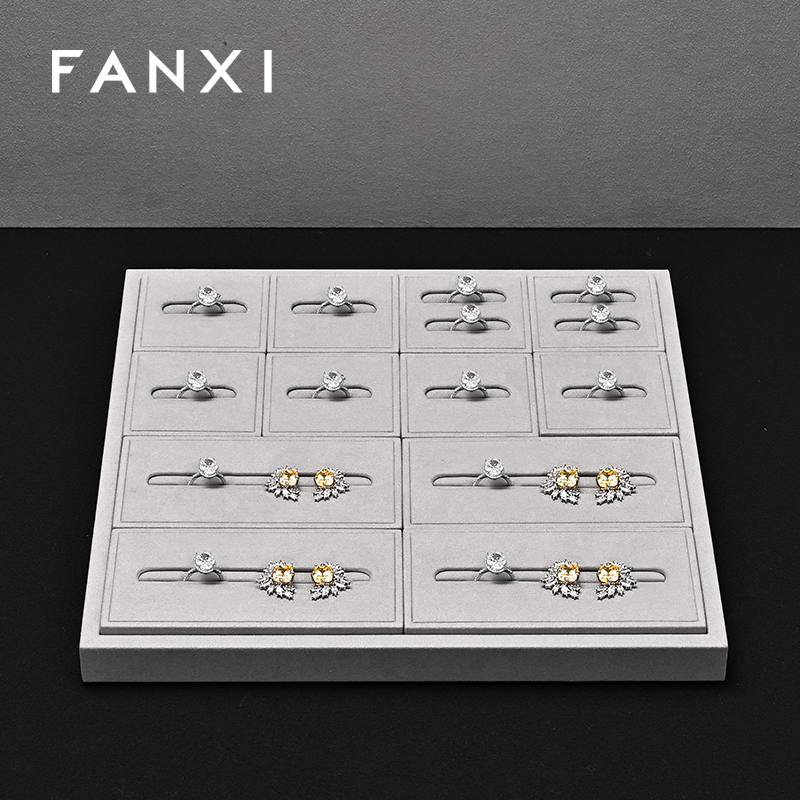 TT508 Customized Microfiber Ring Display Tray Display Organizer Case Luxury Jewelry Display Tray