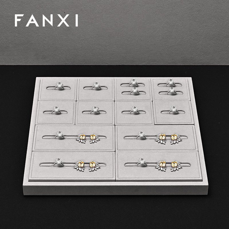 TT508 Customized Microfiber Ring Display Tray Display Organizer Case Luxury Jewelry Display Tray