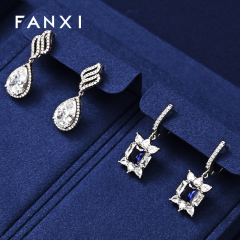 TT511 Wholesale Luxury Leather Jewellery Showcase Stand Blue Jewelry Counter Display Set