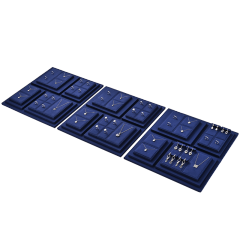 TT511 Wholesale Luxury Leather Jewellery Showcase Stand Blue Jewelry Counter Display Set
