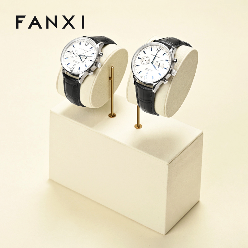 TT524 New Luxury Watch Window Display Tray Custom LOGO Metal Microfiber Wrist Watch Display Stand