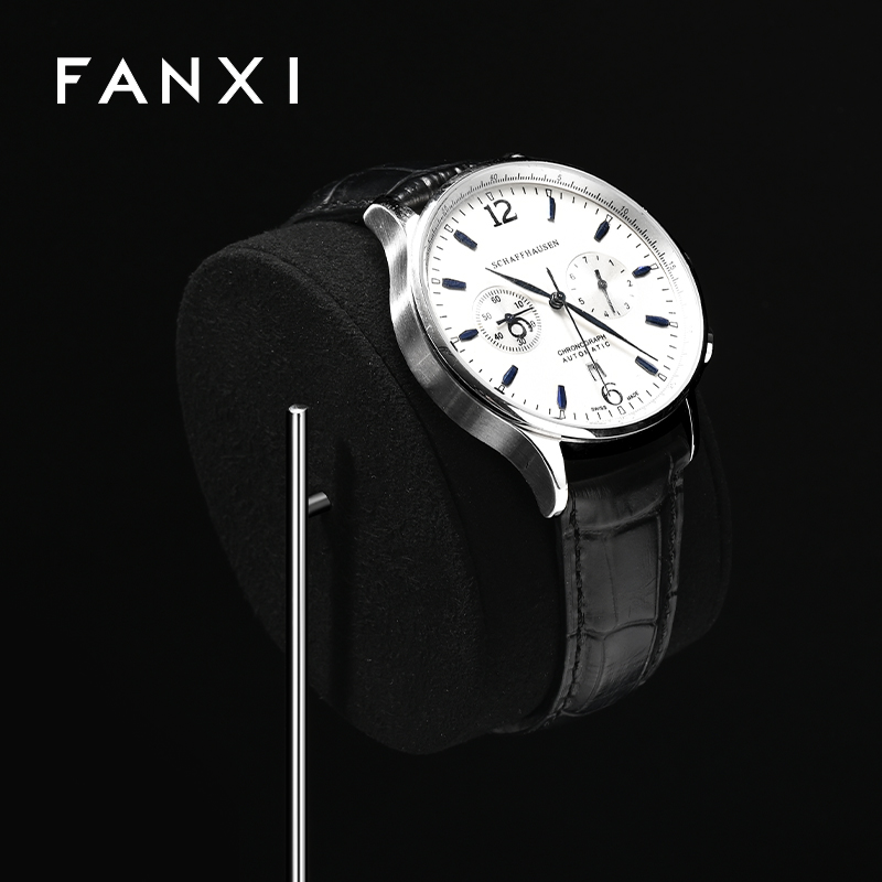 TT523 Wholesale Microfiber Watch Display Set Black Color Metal Material Watch Display Stand Luxury Watch Display Show