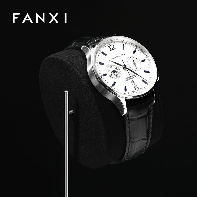 TT523 Wholesale Microfiber Watch Display Set Black Color Metal Material Watch Display Stand Luxury Watch Display Show