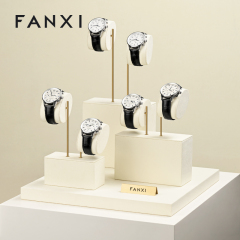 TT524 New Luxury Watch Window Display Tray Custom LOGO Metal Microfiber Wrist Watch Display Stand