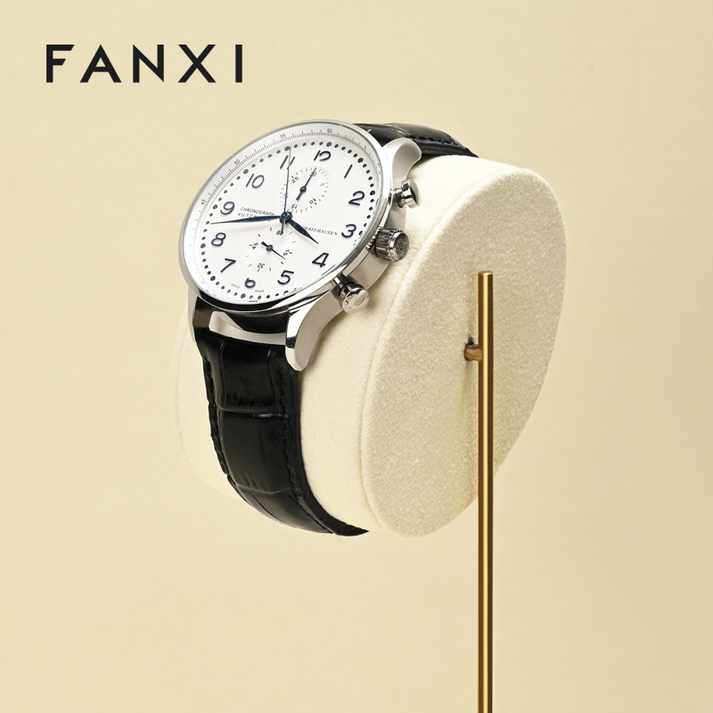TT524 New Luxury Watch Window Display Tray Custom LOGO Metal Microfiber Wrist Watch Display Stand