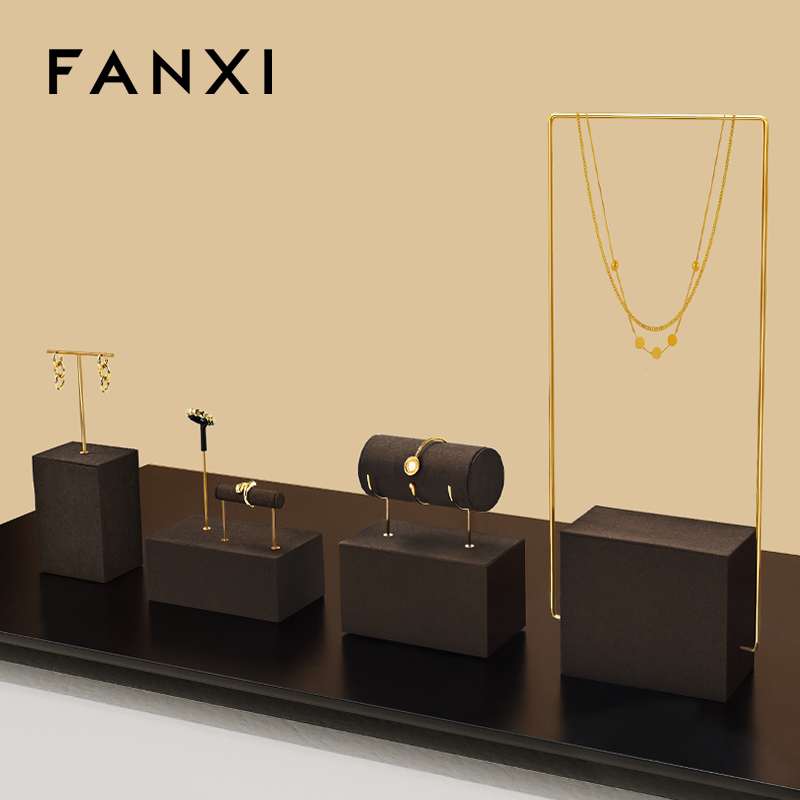 TT474 Luxury Metal Jewellery Props Necklace Racks Bracelet Jewelry Display Stand Set for Store