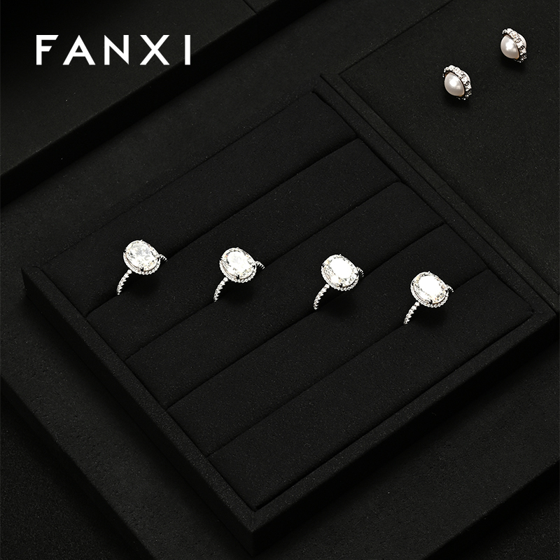 TT518 Wholesale Microfiber Jewelry Display Set Combination Ring Necklace Earrings Bracelet Display Stand