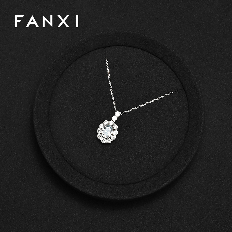 TT542 High-end Jewelry Display Props Round Microfiber Necklace Ring Display Counter Jewelry Display Stand