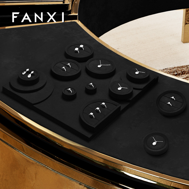 TT542 High-end Jewelry Display Props Round Microfiber Necklace Ring Display Counter Jewelry Display Stand