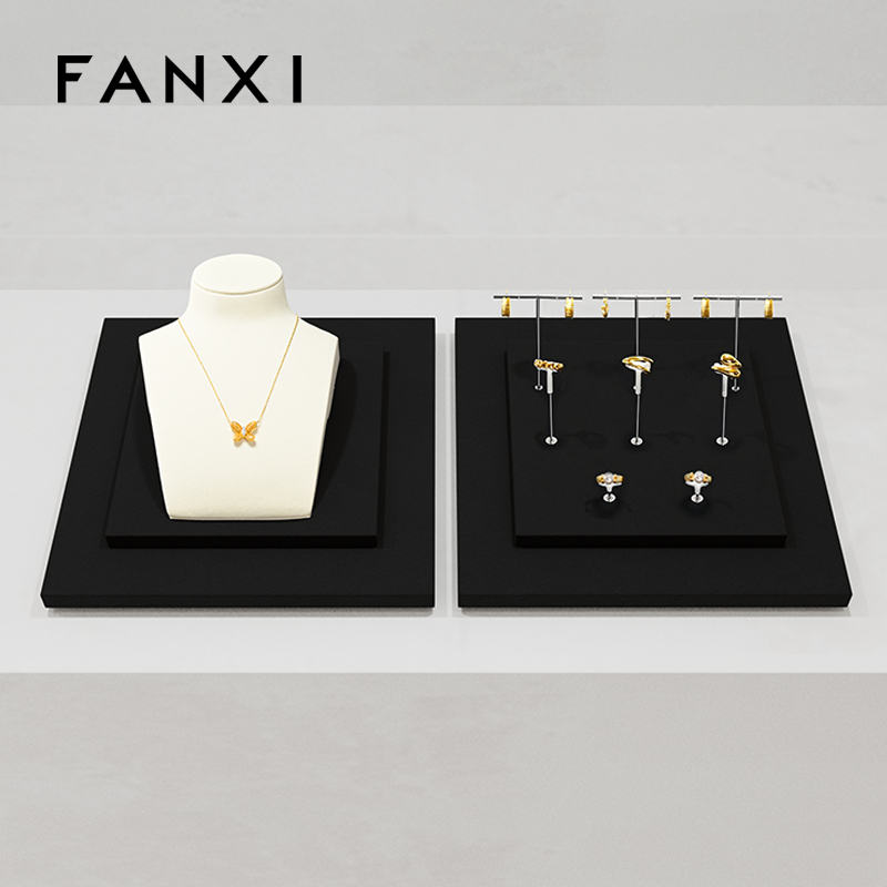 TT545 Microfiber High Grade Jewelry Display Tray for Window Show Jewelry Display Stand Customized Jewelry Displays Set