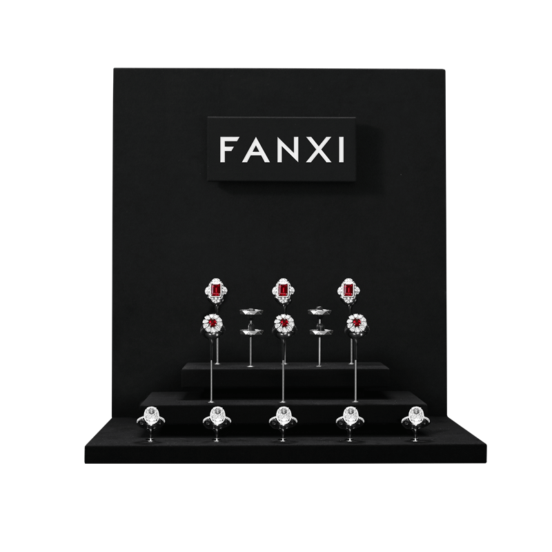 TT546 Jewellery Display Stand Black Microfiber Jewelry Stand Display Set Ring Holder Stand