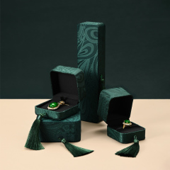 H122 Advanced New Chinese Jewelry Display Prop Jade Ring Necklace Bracelet Brocade Silk Jewelry Box