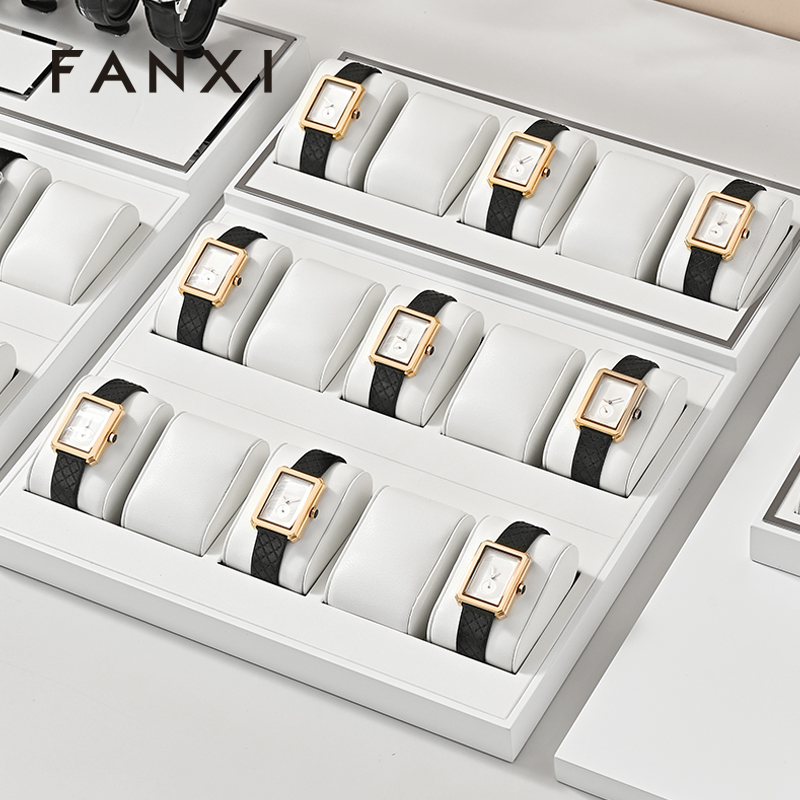 TT531 Light Luxury Watch Display Stand PU Leather Watch Display Tray Counter Jewelry Display Props