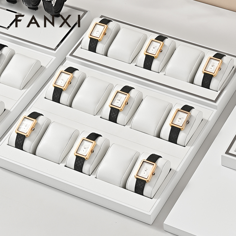 TT531 Light Luxury Watch Display Stand PU Leather Watch Display Tray Counter Jewelry Display Props