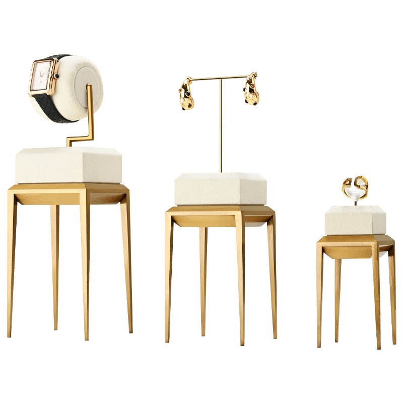 JS143 Light Luxury Metal Jewelry Display Stand High-foot Ring Earring Watch Display Jewelry Display Props