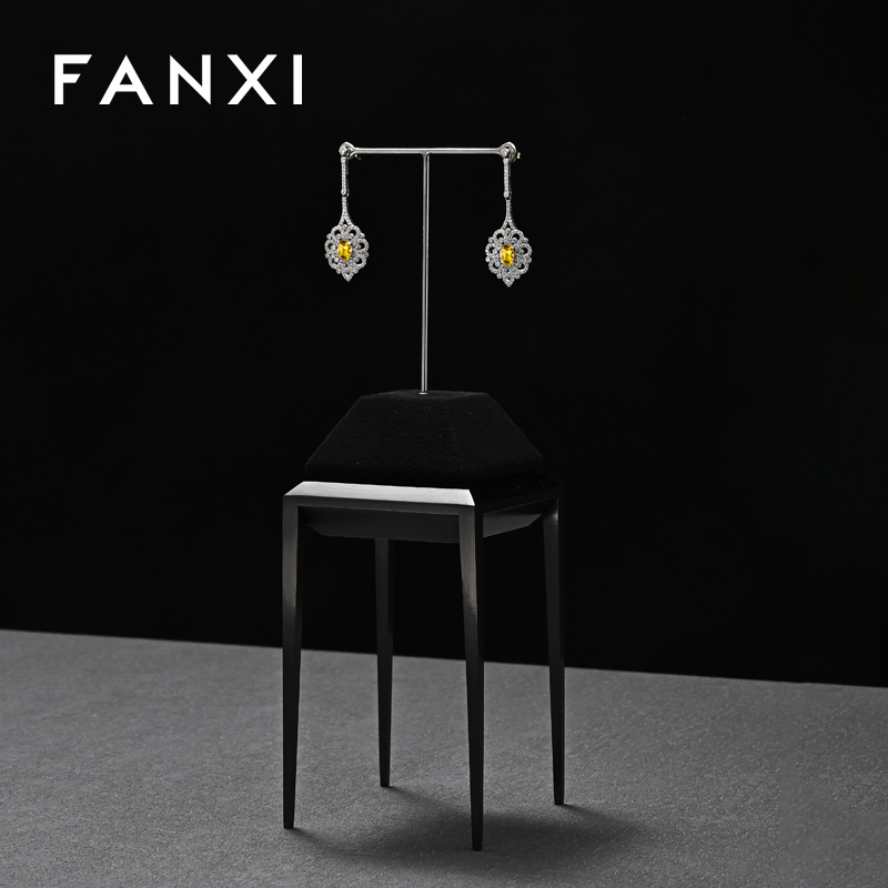 JS141-142 Black Microfiber Jewelry Earring Display Stands Necklace Display Jewellery Display for Counter