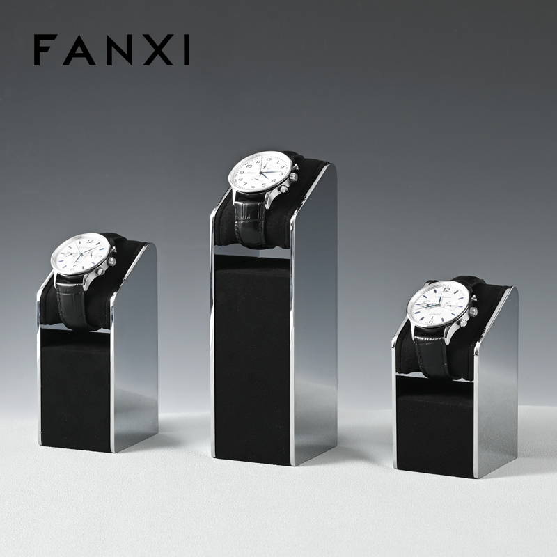 JS152-154 Luxury Watch Display Microfiber Metal Display Stand Watch Holder Organizer