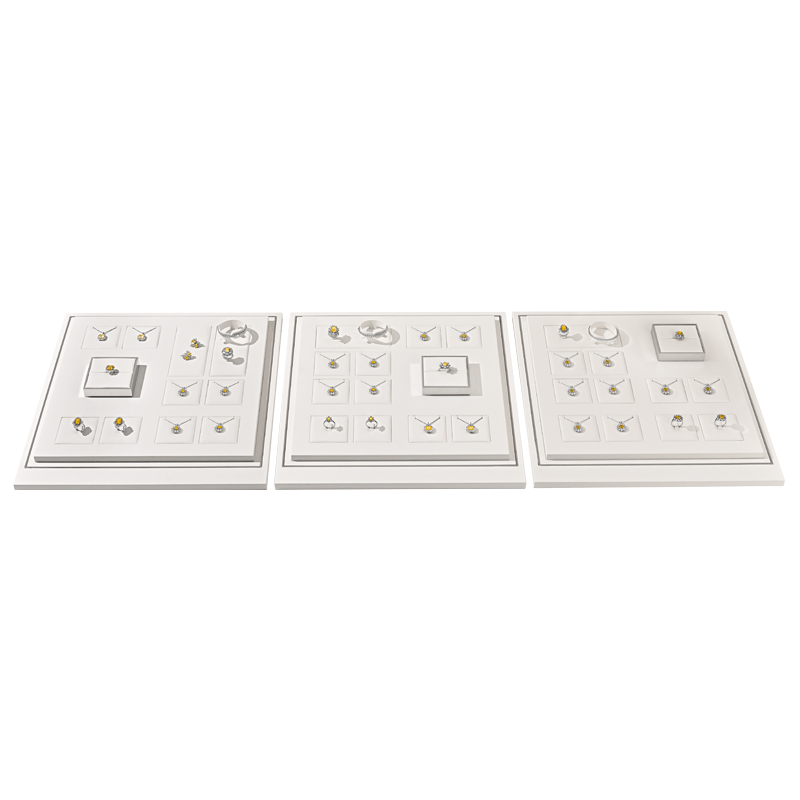 TT538 Jewelry Display Set Luxury Showcase Tray White Display Jewelry Necklace Display