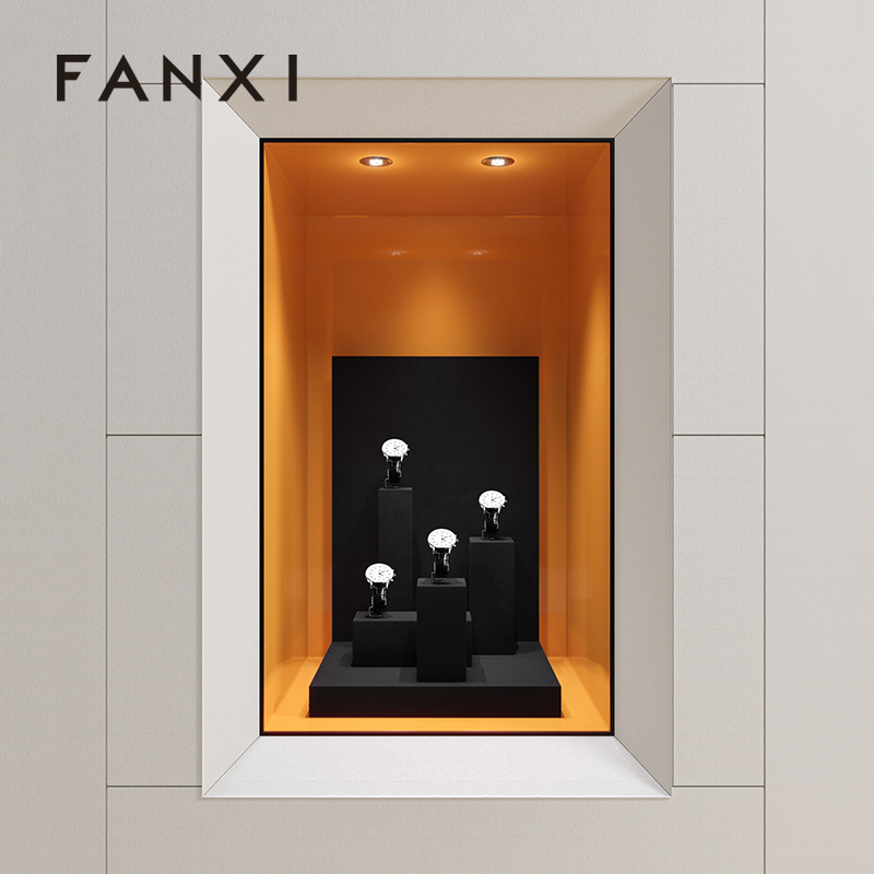 TT556 Luxury Black Microfiber Watch Display Stand for Watch Shop Window