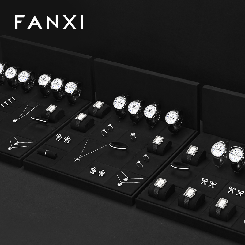 TT557 Microfiber Jewelry Display Set Necklace Ring Watch Earring Jewelry Display Tray