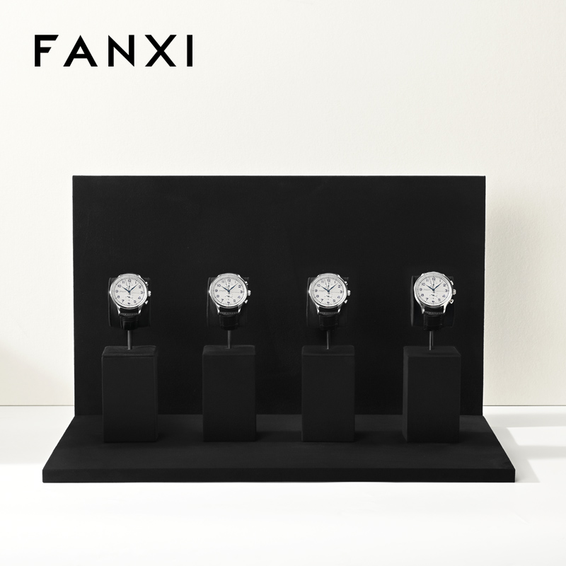 TT579-582 Watch Display Set Microfiber Metal Bracelet Watch Holder Organizer Watch Stand