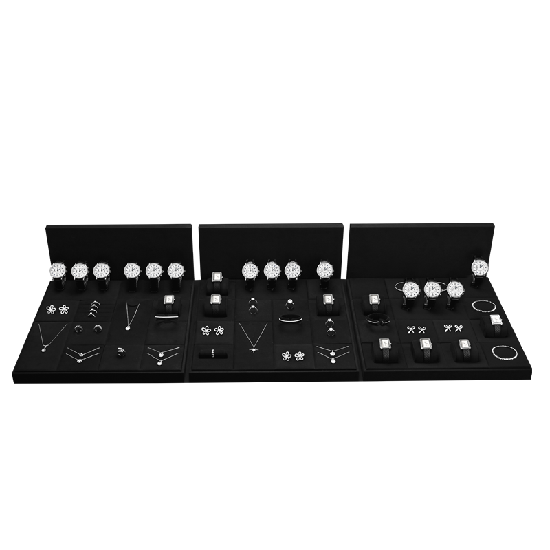 TT557 Microfiber Jewelry Display Set Necklace Ring Watch Earring Jewelry Display Tray