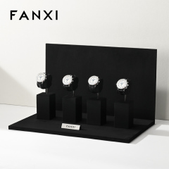 TT579-582 Watch Display Set Microfiber Metal Bracelet Watch Holder Organizer Watch Stand