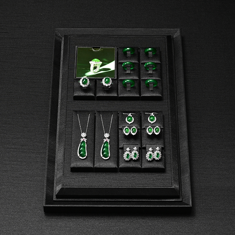 TT577 Black Tess Jewelry Ring Plate Pendant Bracelet Tray Display Storage Box Necklace