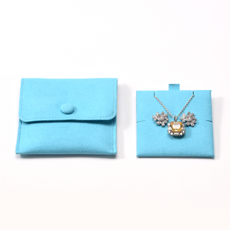 High Quality Soft Microfiber Jewelry Bag Blue Necklace Packaging Bag Jewelry Pouch