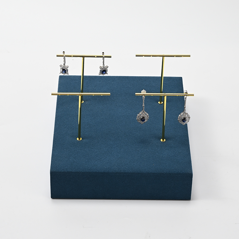 Blue Microfiber Earring Stand Jewelry Display Set Luxury Jewelry Stand