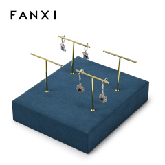 Blue Microfiber Earring Stand Jewelry Display Set Luxury Jewelry Stand