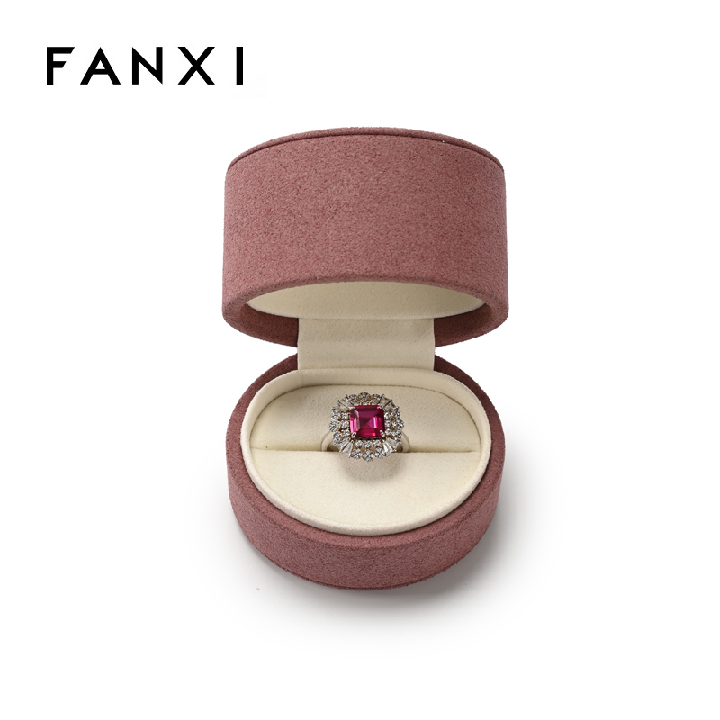 Custom Logo Red Microfiber Ring Box Wedding Box Jewelry Gift Box