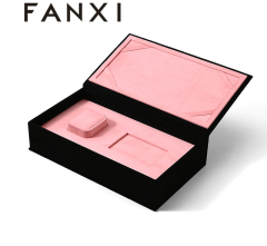 Hot Luxury Magnetic Gift Box Luxury Jewelry Box Pink Black Suede Ring Box