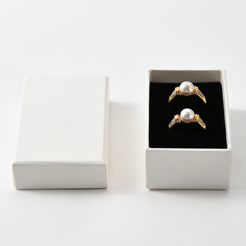 White Paper Ring Box Single Double Slots Custom Logo Jewelry Storage Box