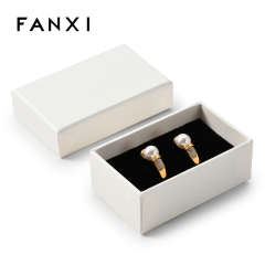White Paper Ring Box Single Double Slots Custom Logo Jewelry Storage Box