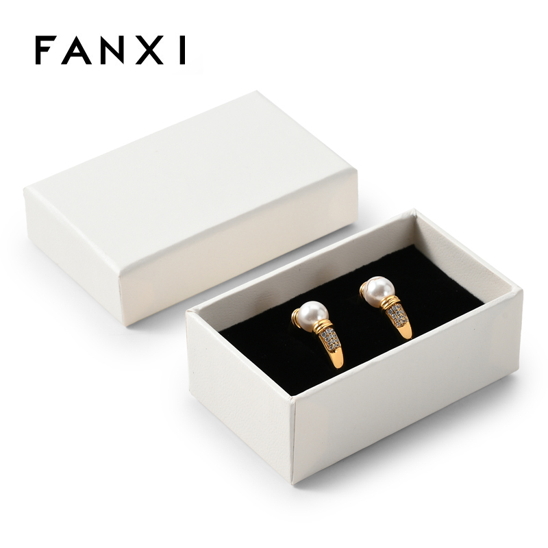 White Paper Ring Box Single Double Slots Custom Logo Jewelry Storage Box
