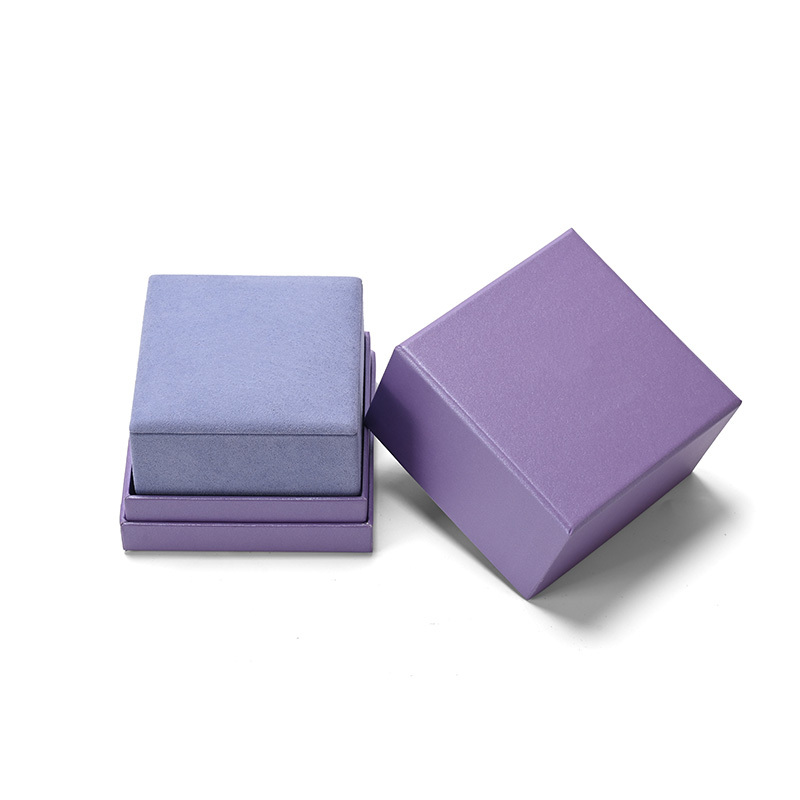 Purple Microfiber Ring Box Diamond Storage Box Luxury Jewelry Box Custom Logo