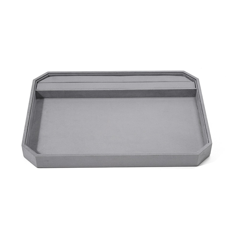 Gray Suede Jewelry Display Tray Ring Necklace Earring Holder Organizer Custom Stackable Jewelry Tray