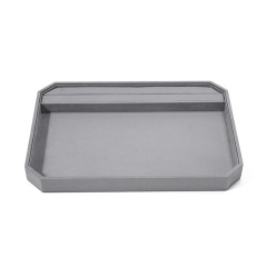 Gray Suede Jewelry Display Tray Ring Necklace Earring Holder Organizer Custom Stackable Jewelry Tray