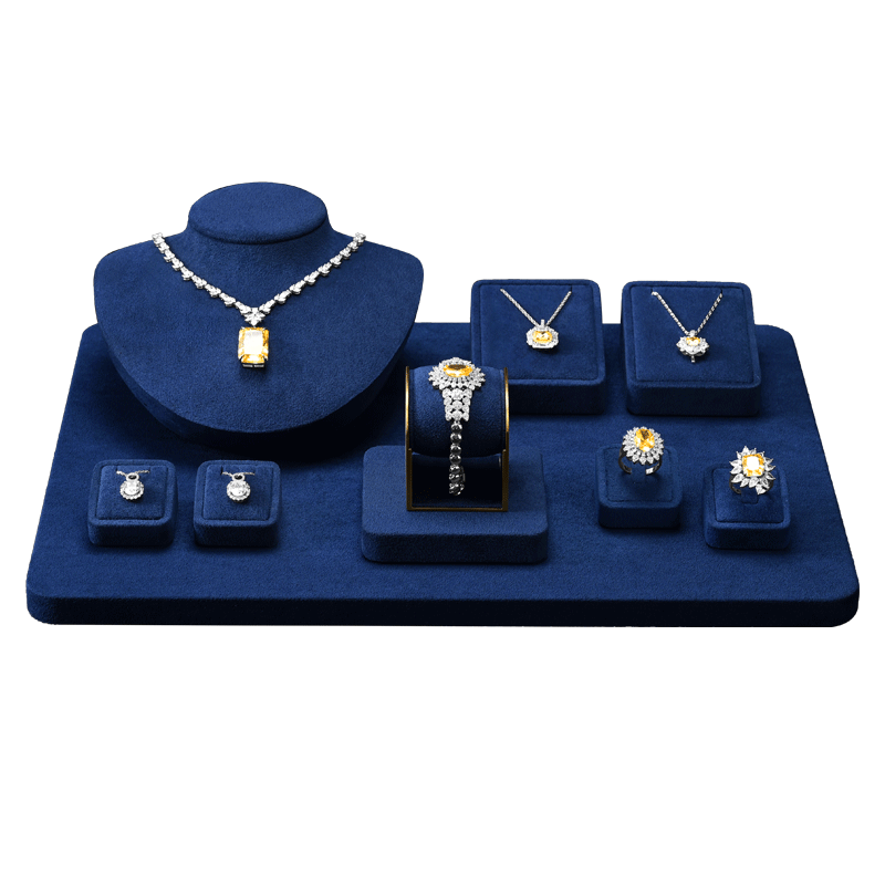 TT594 Microfiber Jewelry Combination Set Luxury Ring Necklace Earring Bracelet Display Set