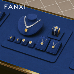 TT594 Microfiber Jewelry Combination Set Luxury Ring Necklace Earring Bracelet Display Set