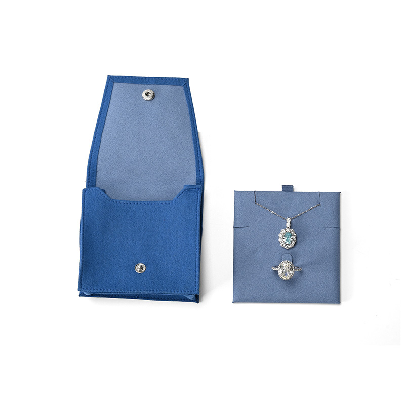 Jewelry Pouch Blue Microfiber Necklace Ring Storage Pouch Jewelry Packaging Pouch
