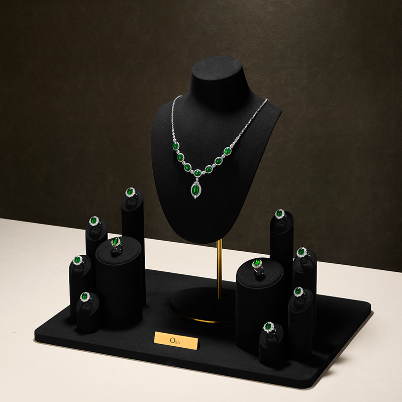 TT076 Custom Black Window jewelry display cabinet Jewelry display sets luxury