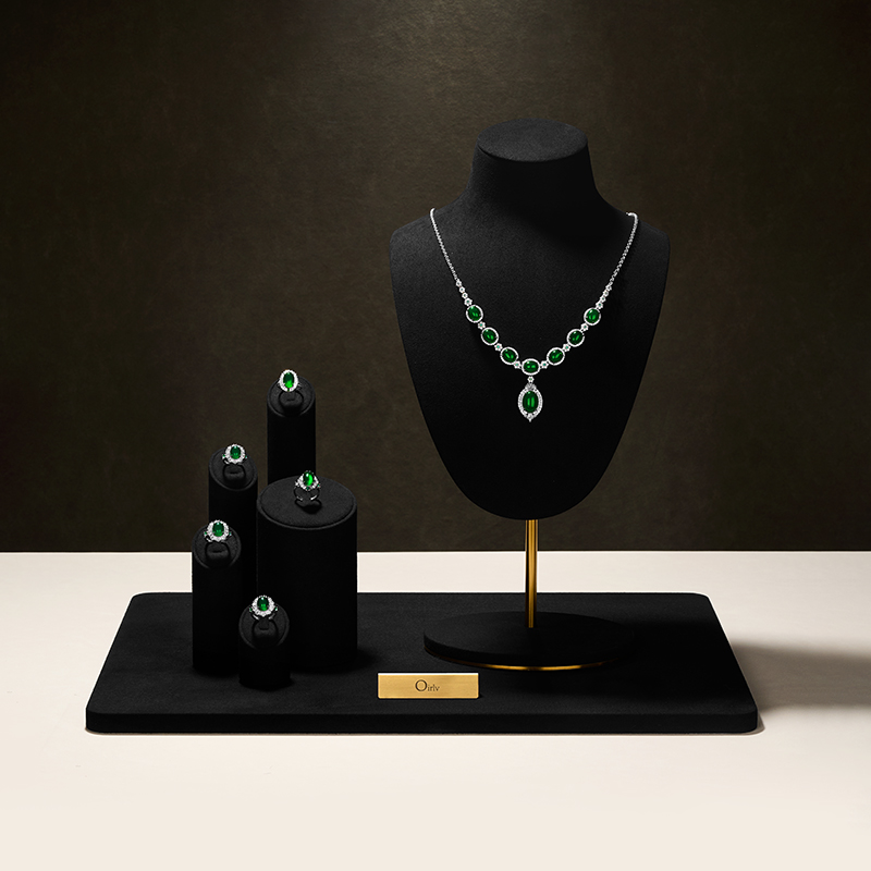 TT076 Custom Black Window jewelry display cabinet Jewelry display sets luxury